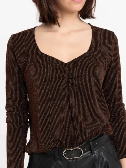 T-shirt femme col carré noir