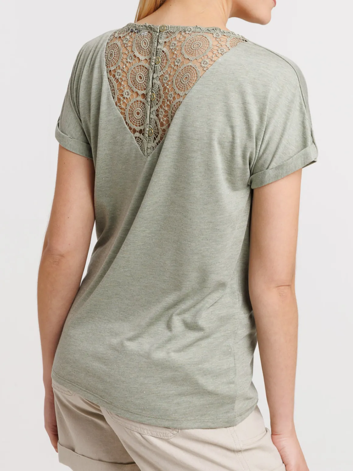 T-shirt femme dentelle macramé dos