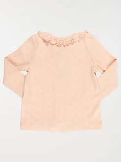 T-shirt fleur brodée fille (3-36M)