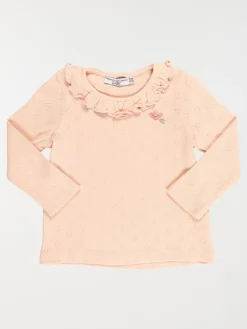 T-shirt fleur brodée fille (3-36M)