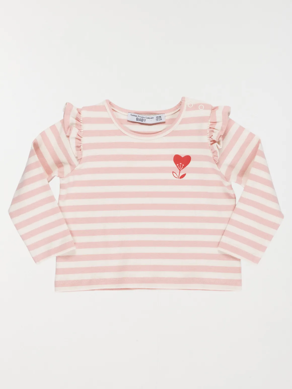 T-shirt fleur forme coeur fille (3-36M)
