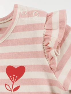 T-shirt fleur forme coeur fille (3-36M)