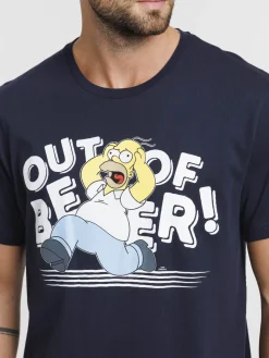 T-shirt Homer Simpson marine navy homme