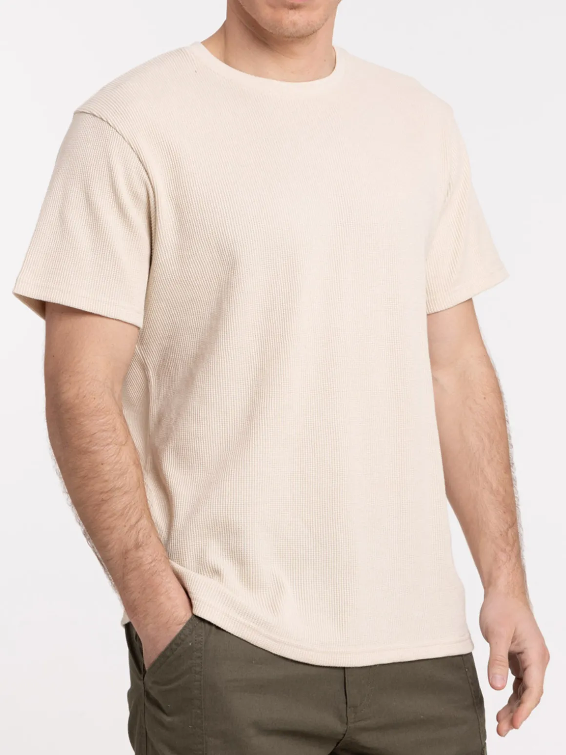 T-shirt homme col rond beige clair