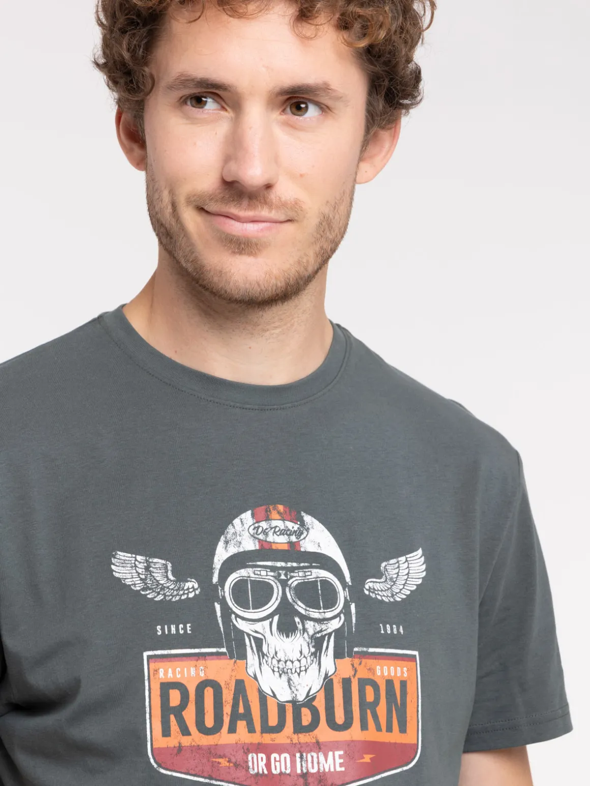 T-shirt homme imprimé gris ardoise