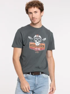 T-shirt homme imprimé gris ardoise