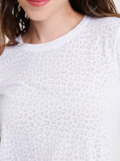 T-shirt léopard blanc femme