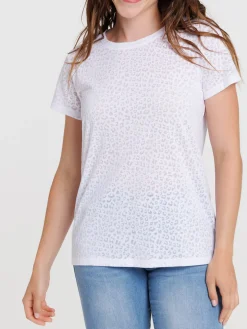 T-shirt léopard blanc femme