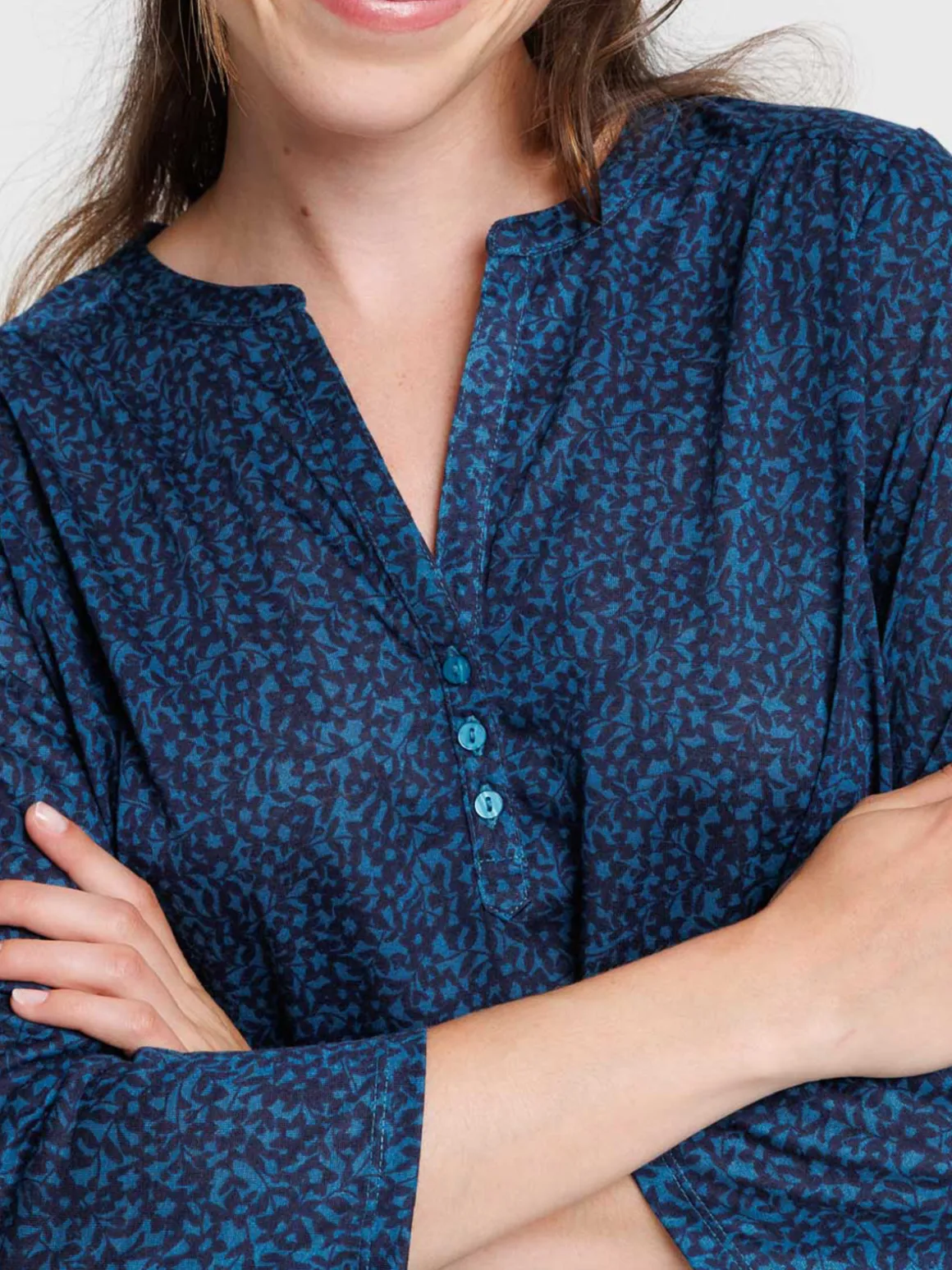 T-shirt manches 3/4 fleuri femme