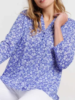 T-shirt manches 3/4 fleuri femme