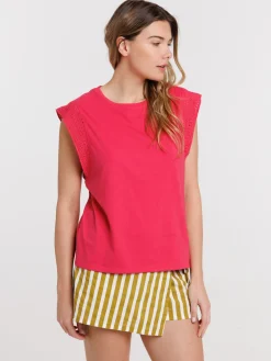 T-shirt manches courtes brodées femme