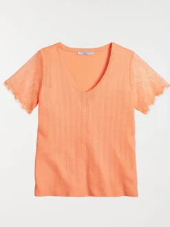 T-shirt manches en dentelle femme