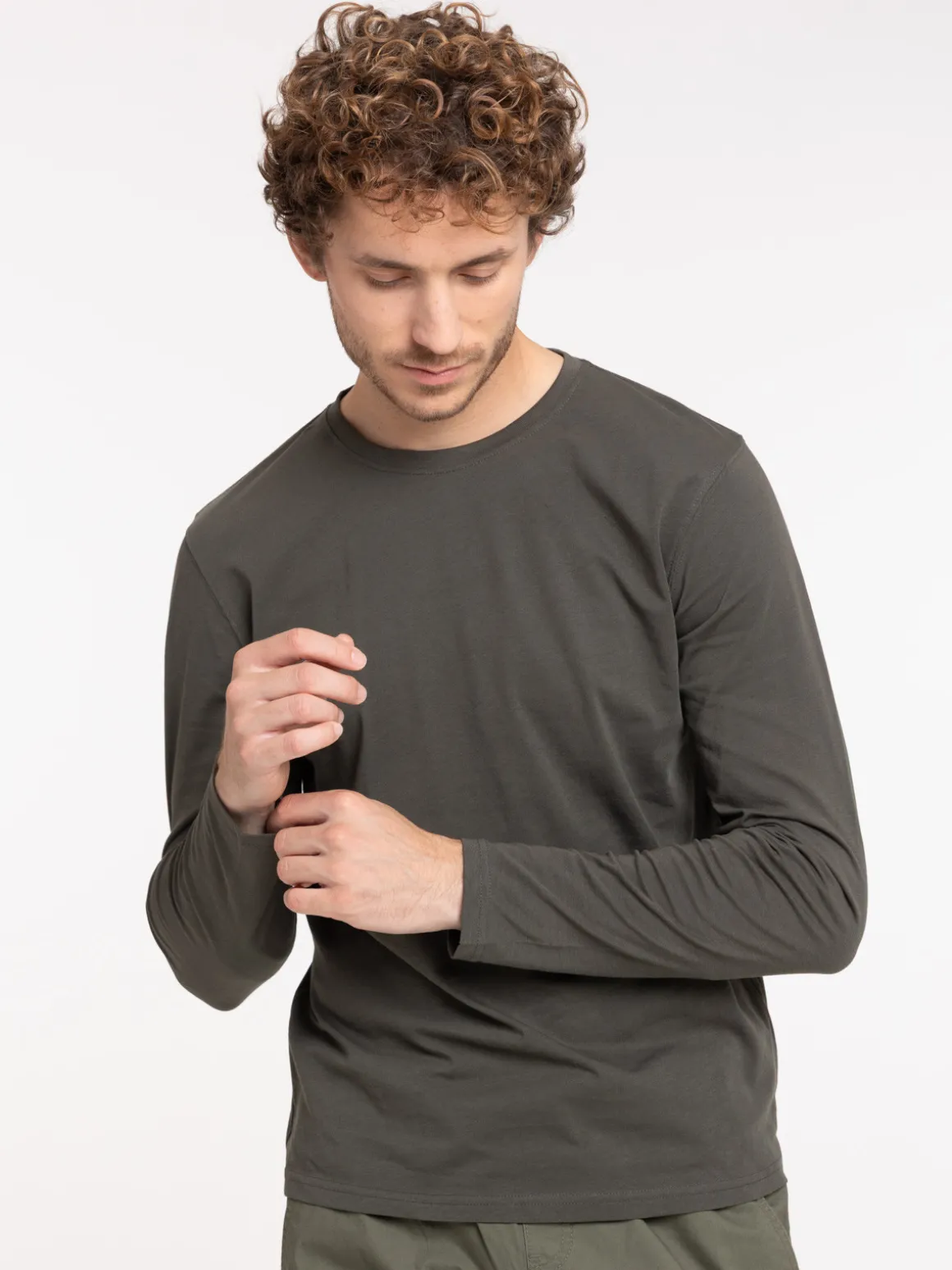 T-shirt manches longues kaki homme
