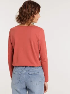 T-shirt manches longues marsala femme