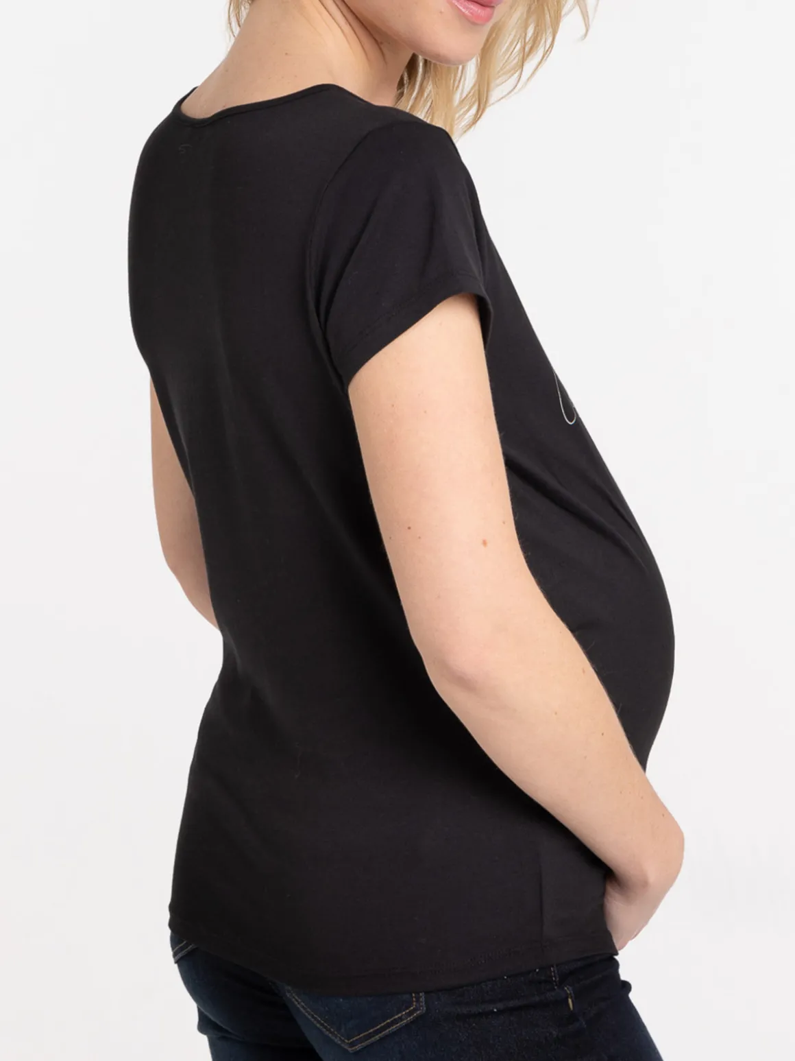 T-shirt maternité noir à message femme