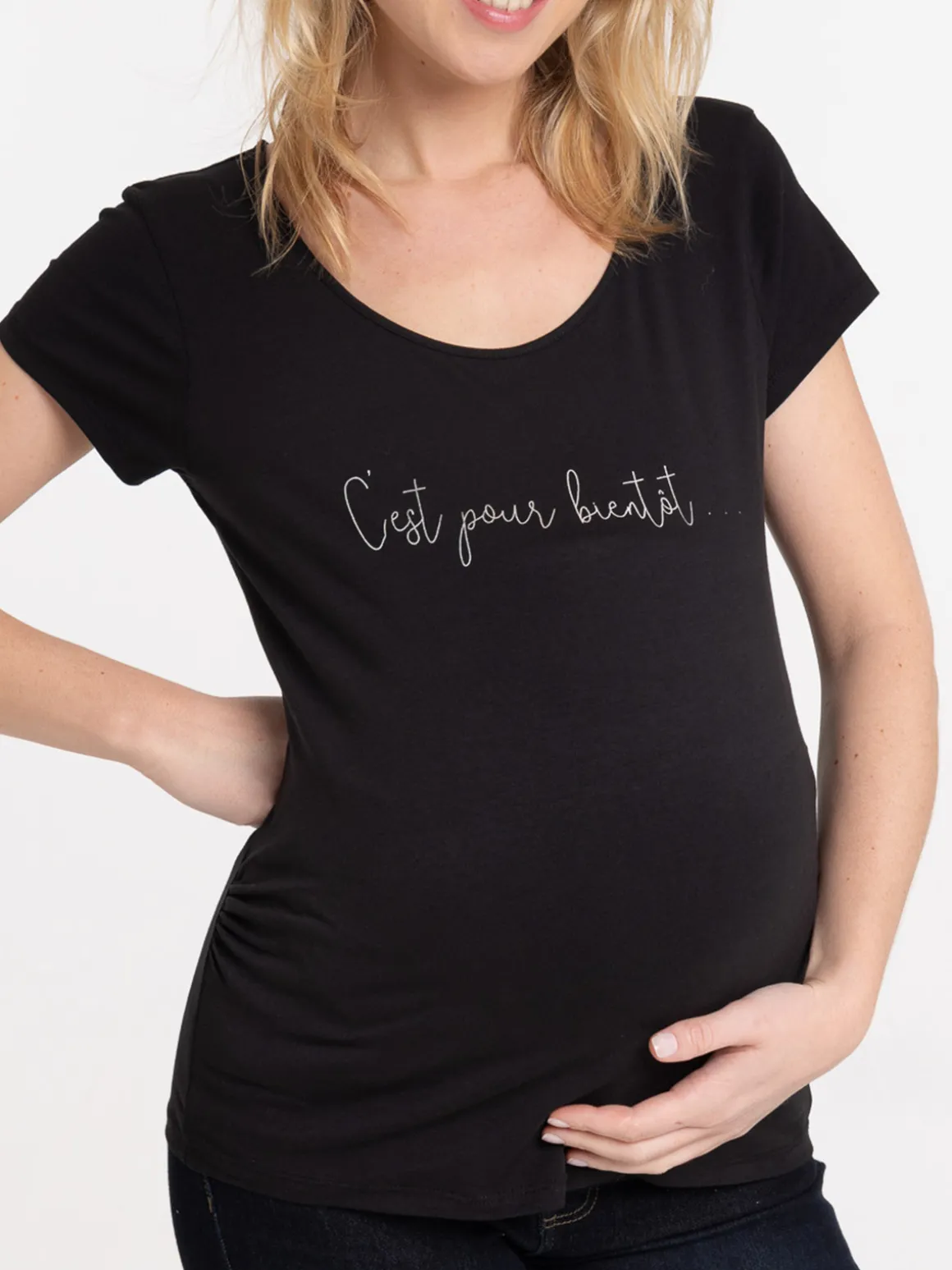 T-shirt maternité noir à message femme