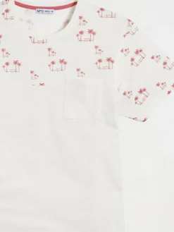 T-shirt motif palmier et poche homme