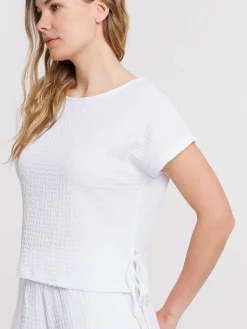 T-shirt noeuds côtés blanc femme