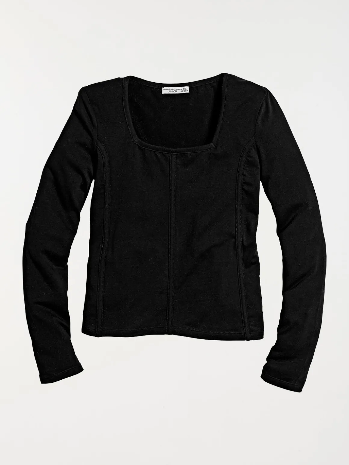 T-shirt noir col carré fille (XXS-M)