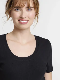 T-shirt noir cotelé femme