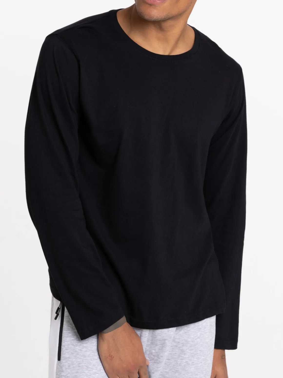 T-shirt noir manches longues homme