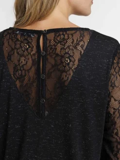 T-shirt pailleté et dentelle femme