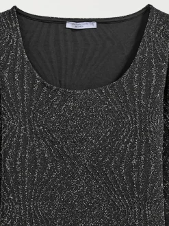 T-shirt pailleté manches longues femme