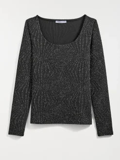 T-shirt pailleté manches longues femme