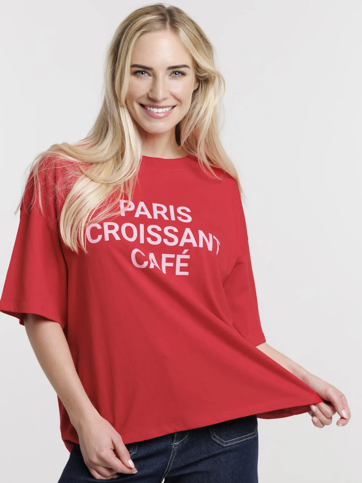 T-shirt Paris croissant café femme