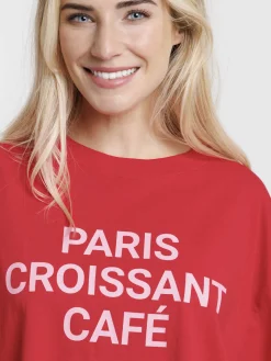 T-shirt Paris croissant café femme