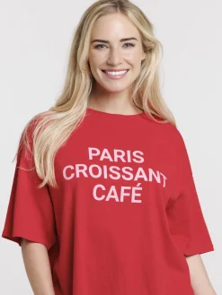 T-shirt Paris croissant café femme