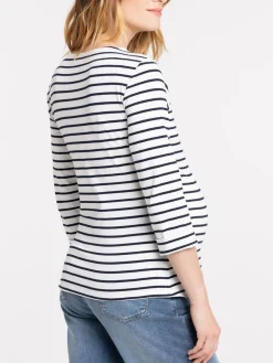 T-shirt rayé écru et marine maternité