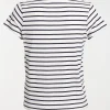 T-shirt rayé écru et navy femme