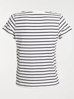 T-shirt rayé écru et navy femme