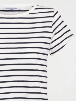 T-shirt rayé écru et navy femme