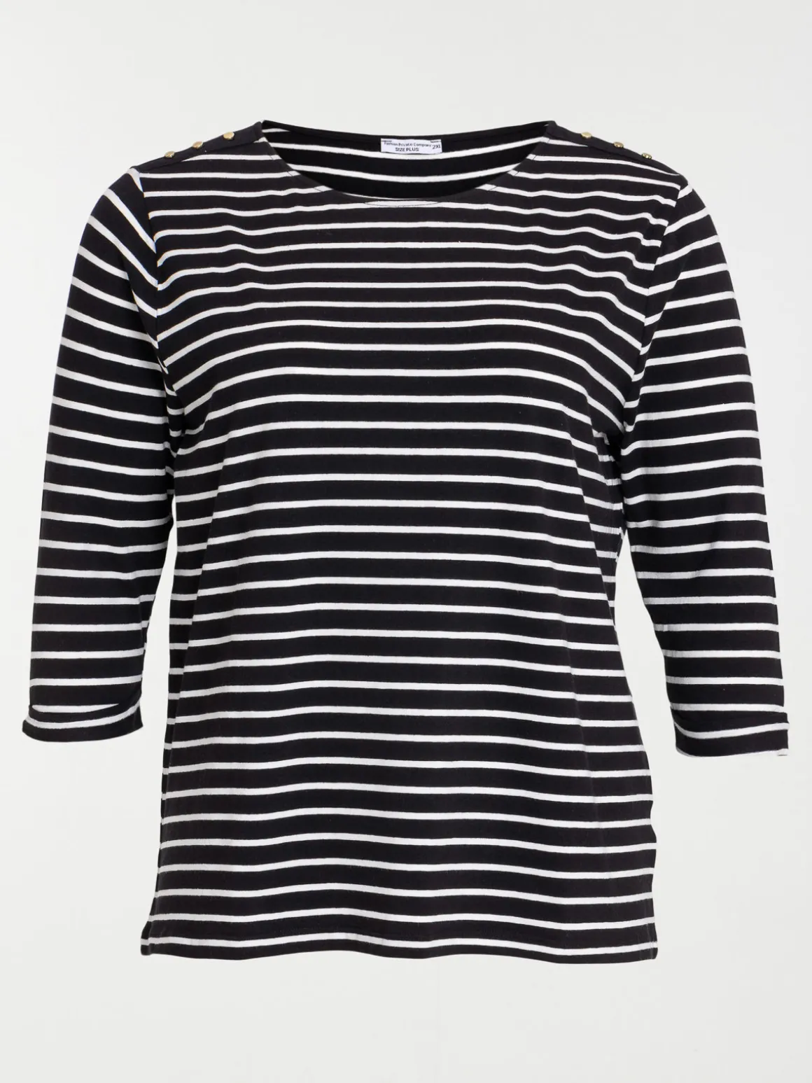 T-shirt rayé grande taille noir femme