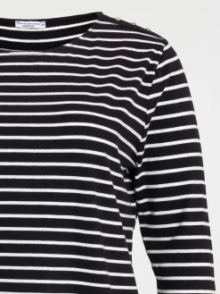 T-shirt rayé grande taille noir femme