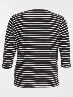 T-shirt rayé grande taille noir femme