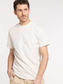 T-shirt rayé ivoire homme