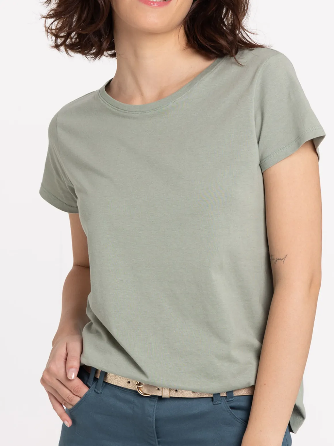 T-shirt tilleul grisé basique femme