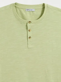 T-shirt wasabi col rond boutonné homme