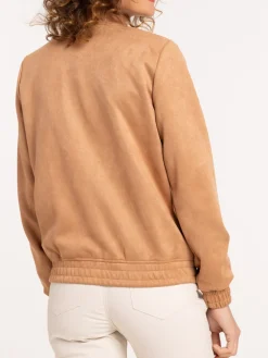 Veste bomber suédine camel femme