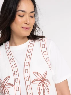 Veste brodée sans manches femme