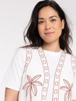 Veste brodée sans manches femme