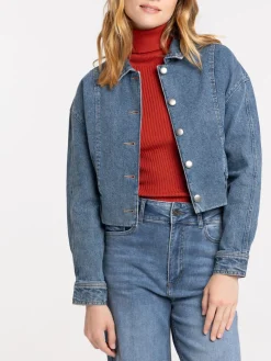 Veste en jean courte stone femme