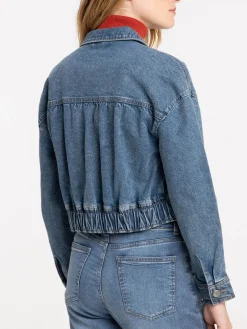 Veste en jean courte stone femme