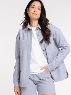 Veste femme rayée stormy blue