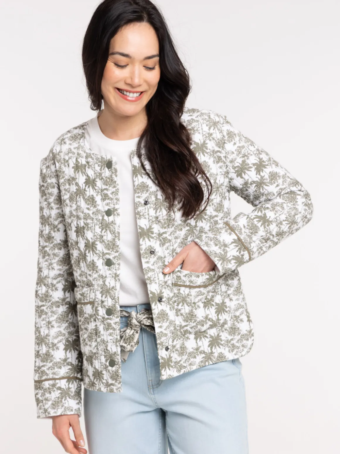 Veste motif palmier all over femme