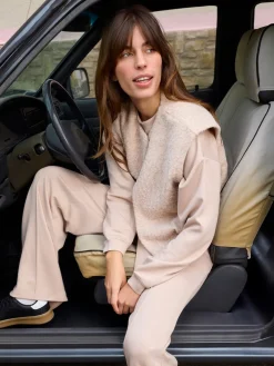 Veste sans manches beige chiné femme