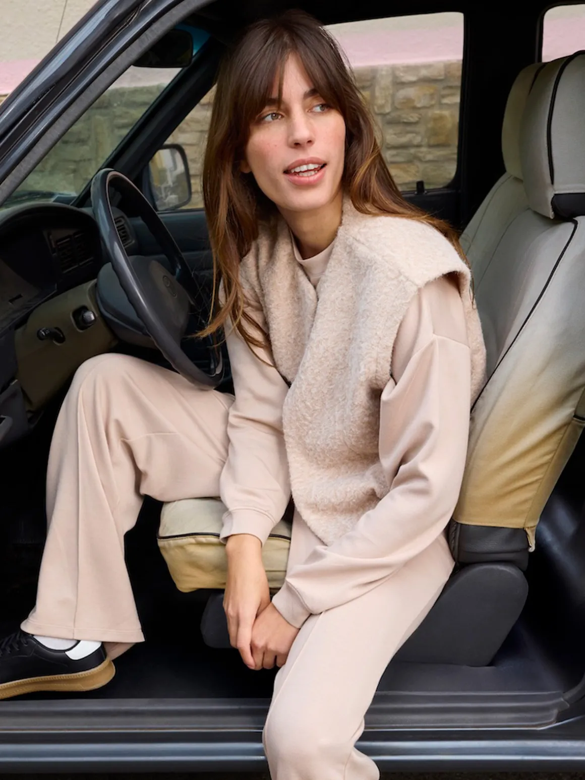 Veste sans manches beige chiné femme